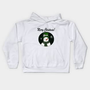 Green Snowman Merry Christmas! Kids Hoodie